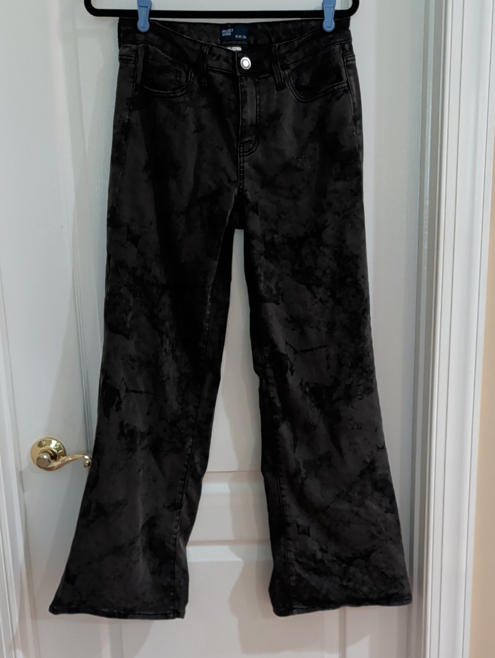 Indigo Black Distressed Wash Stretchy Flare Jeans Sz 9
